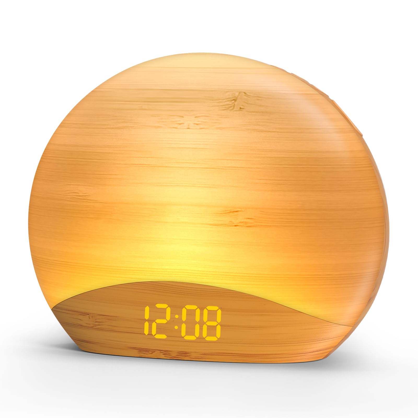 Réveil Simulateur Aube - Lampe Soleil Levant + Bluetooth - Lumière Réglable, Sons Naturels - Cadeau Déco