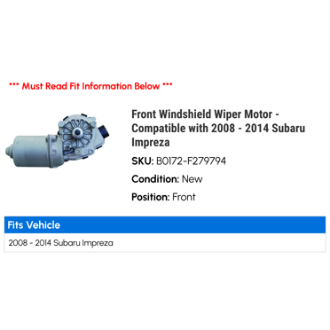 Front Windshield Wiper Motor Replacement For Jeep, Chevrolet, Lexus, Mazda, Toyota & Other Vehicles