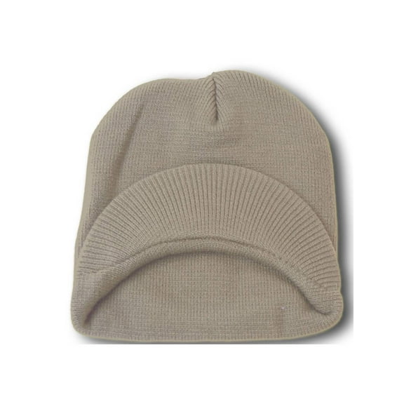 Top Headwear Cuffless  Visor Winter Beanie - Light Grey