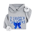 thumbnail image 3 of Lions Blue Floral Coquette Bow Hoodie for Women & Teens Trendy School Spirit Game Day Sweatshirt Gray Hoodie Medium, 3 of 8