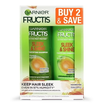 Garnier Fructis Sleek & Shine Shampoo and Conditioner for Frizzy Dry Hair, 1 kit