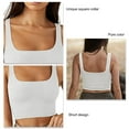 thumbnail image 3 of Corto Sin Mangas Tank Top Cuello Cuadrado Color Puro Cómodo De Moda Transpirable Casual para Fiesta De Compras Blanco L, 3 of 5