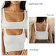 thumbnail image 3 of Camiseta Sin Mangas Corta Cuello Cuadrado Color Puro Cómodo Moda Transpirable Casual para Fiesta Compras Blanco L, 3 of 5