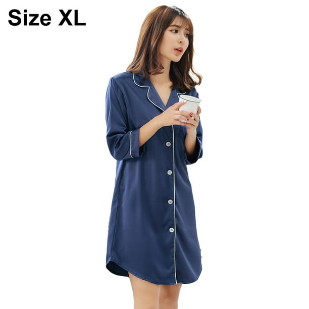  Robes and Nightgown for Women Cute Pyjamas Teen Nightgown  Cotton Pajamas for Men Crew Neck Nightdress Blue : Clothing, Shoes & Jewelry