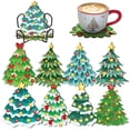 thumbnail image 1 of Juego de 8 posavasos navideños de Clothmile con soporte, 1 of 7