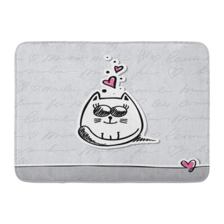 Pet Rug GODPOK Pink Doodle Black Love Hand Drawn Cat Hearts Gray Sketch Pet Rug Doormat Bath Mat 23.6x15.7 inch ()