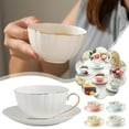 thumbnail image 3 of Tea Cup With Saucer, British Coffee Cups, Tea Cup Set, Porcelain Tea Set, Cappuccino Cups, Latte Cups For Women And Tea Parties, 3 of 6