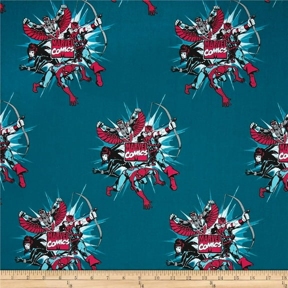 Marvel Comics III Dot Burst Turquoise 100% Cotton Fabric Sold by The Yard