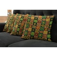 thumbnail image 5 of Ambesonne African Throw Pillow Cover 4 Pack, Trippy, 24", Multicolor, 5 of 5