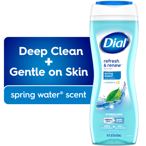 Dial Spring Water Refreshing Body Wash, 473ml, Dermatologist Tested, Free from Silicones, Parabens, Phthalates, SLS