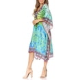 thumbnail image 3 of Sakkas Miui Ligthweight Rhinestone V Neck Printed Short Caftan Dress / Cover Up - WT53-Turq - One Size, 3 of 5