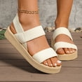 thumbnail image 3 of Rokment Women's Platform Beach Sandals Stylish Simple Comfortale Elastic Band Open Toe Chunky Mid Heel Memory Foam Slingback Walking Dress Summer Shoes C Size 9, 3 of 7