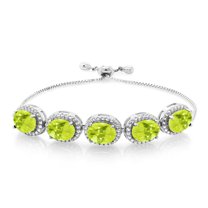 Gem Stone King 925 Sterling Silver Yellow Lemon Quartz Tennis Bracelet for Women (9.30 Cttw, Oval 9X7MM, Gemstone Birthstone, Fully Adjustable up to 9 inch)