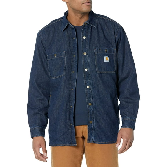 Carhartt Relaxed Fit Denim Fleece Lined Snap-Front Shirt Jac 105605 H84 X-Large