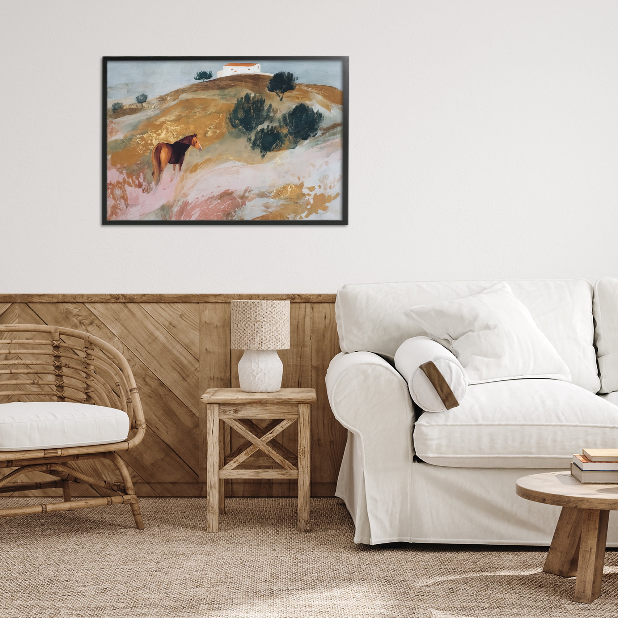 Stupell Industries Horse in Tuscan Countryside Black Framed Giclee Art, design by Chromatic Storm Studio