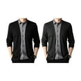 thumbnail image 6 of BAETEUY Men Top Fake Two-piece Shirt And Cardigan Patchwork Knitted Sweater Turn-down Collar Formal Business Style Office Coat, 6 of 7