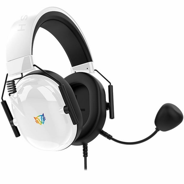 Audifonos Diadema Gamer BALAM RUSH AVIATOR LEVEL HA757 Microfono 3.5 + USB RGB Blanco BR-941174