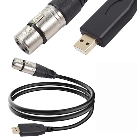 XLR to USB Microphone Cable, 3-Pin XLR Female Adapter to USB Adapter Converter Cord (2M/6.5FT) for YJJSKEJIo, Karaoke System, Recording, Studio, with XLR Male to Male Adapter
