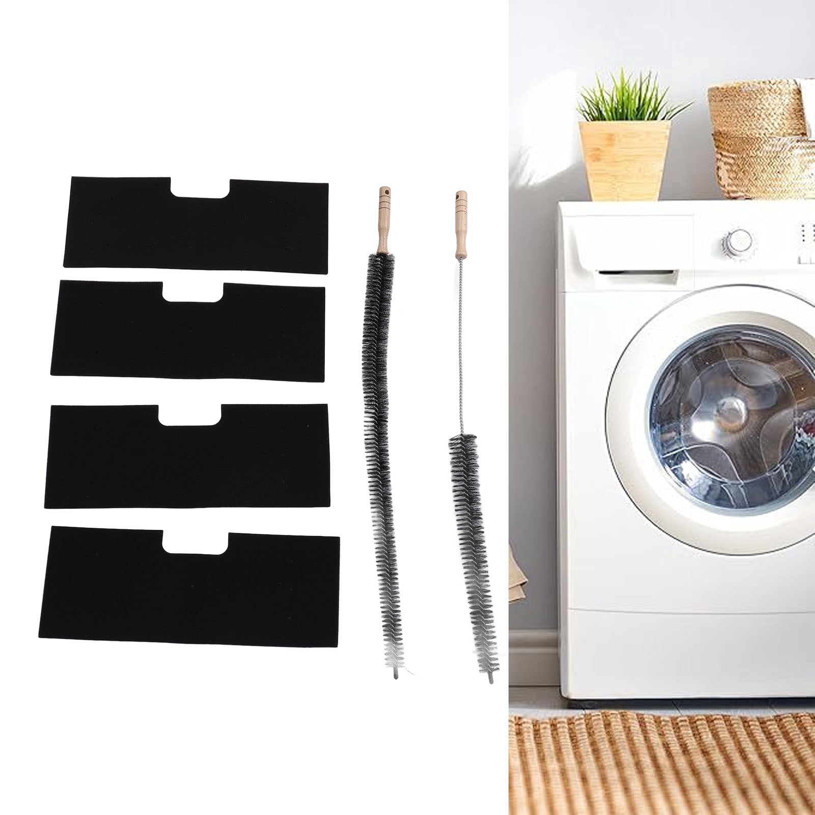 Washer Dryer Lint Filter, Washing Machine Lint Filter Precise Fit Sponge Reusable Washable With 2 Dryer Vent Brushes For WH01X35719