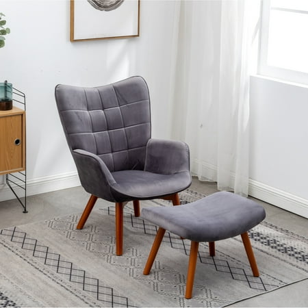 comfortable gray velvet accent chair product
