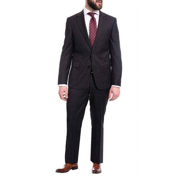 Napoli Modern Fit Solid Charcoal Gray Half Canvassed Wool Cashmere Blend Suit