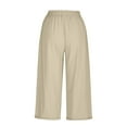 thumbnail image 4 of AherBiu Capri Pants for Women Cotton Linen Capris Drawstring High Waisted Straight Leg Lounge Shorts, 4 of 6