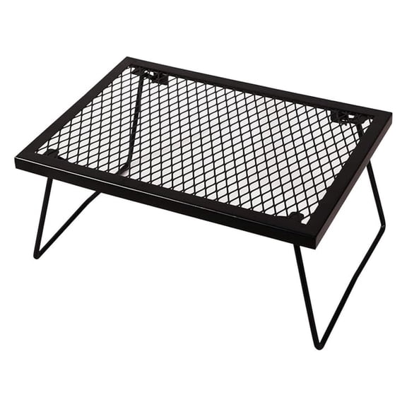 17" Folding Campfire Grill Grate, Portable Heavy Duty Steel Over Fire Camp Grill for Outdoor Camping Cooking , Black