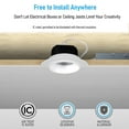 thumbnail image 5 of 5CCT Trimless 3"LED Recessed Light, 15W 120V Ceiling Canless Round Commercial Dimmable LED Downlight with Junction Box, 2700K-5000K 950 LM CRI 90+, 5 of 7