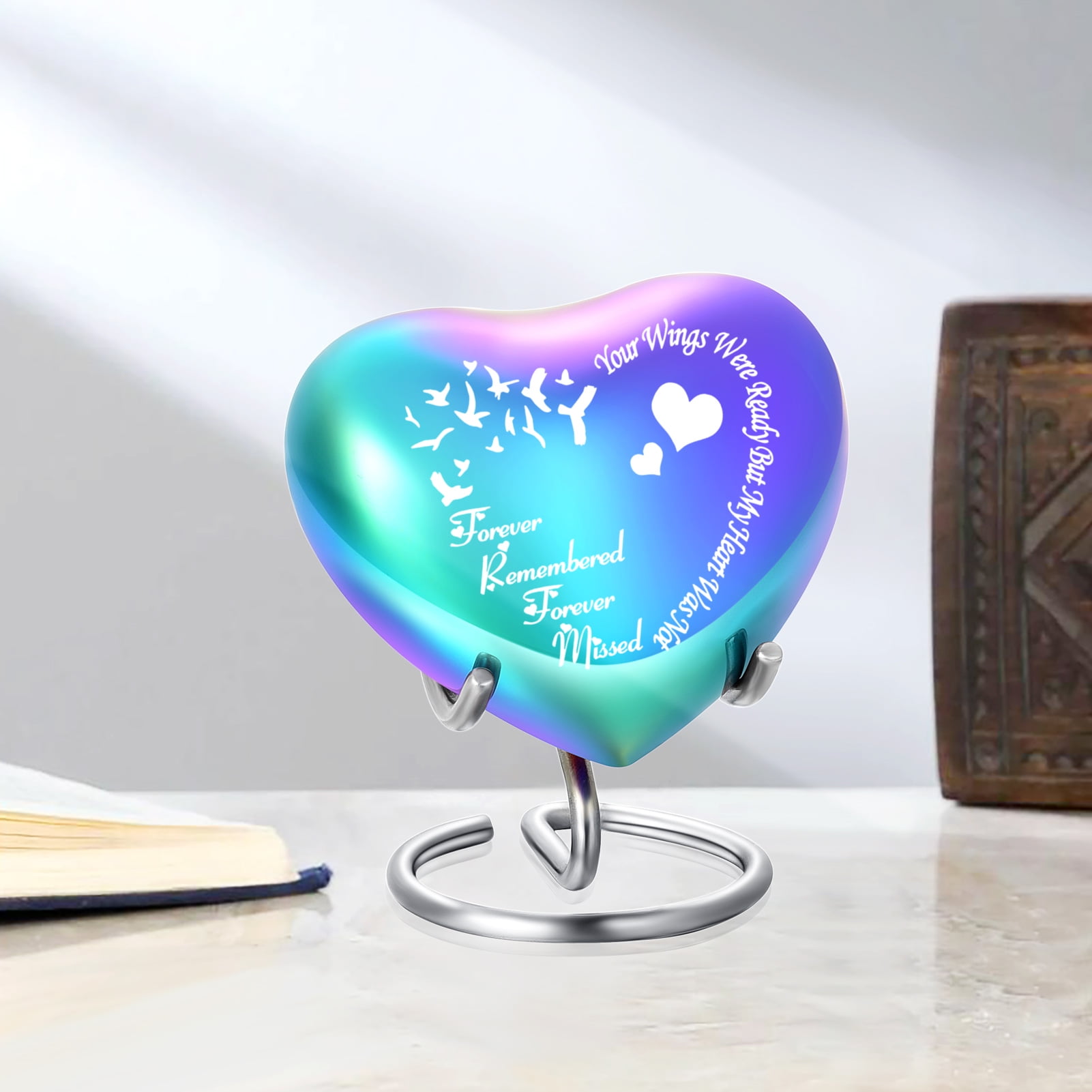 Heart Keepsake Urn - For Human Ashes Mini Urn with Box & Stand  Heart Shaped Urn Memorial Small Keepsake Urn Handcrafted Small Memorial Urn for Ashes