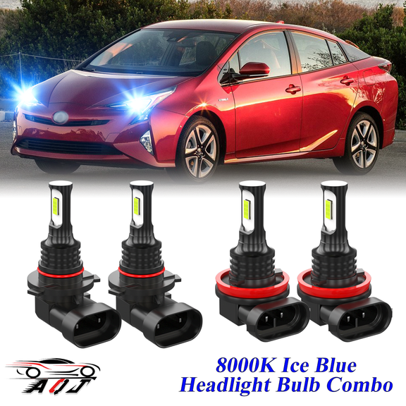 8000K Ice Blue LED Headlight Bulbs Combo Kit For Toyota Prius 2010-2015