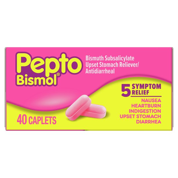 Pepto Bismol Caplets for Upset Stomach & Diarrhea Relief, Overthe