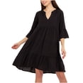 thumbnail image 1 of Fankiway Robe Unie pour Femmes Col en V Robe Aguichant Décontractée Plage Vacances Robe Tempérament Robe Ligne A Robes pour Femmes Grande Taille Liquidation Robes d'Été pour Femmes Manches Courtes, 1 of 7