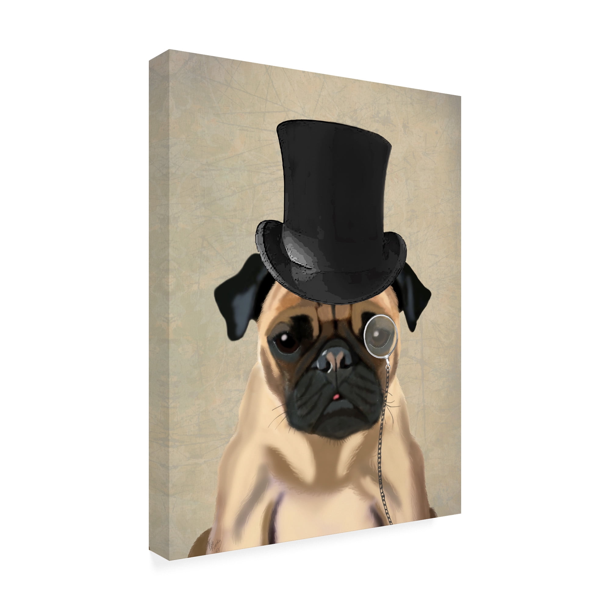Trademark Fine Art 'Pug, Formal Hound And Hat' Canvas Art by Fab Funky