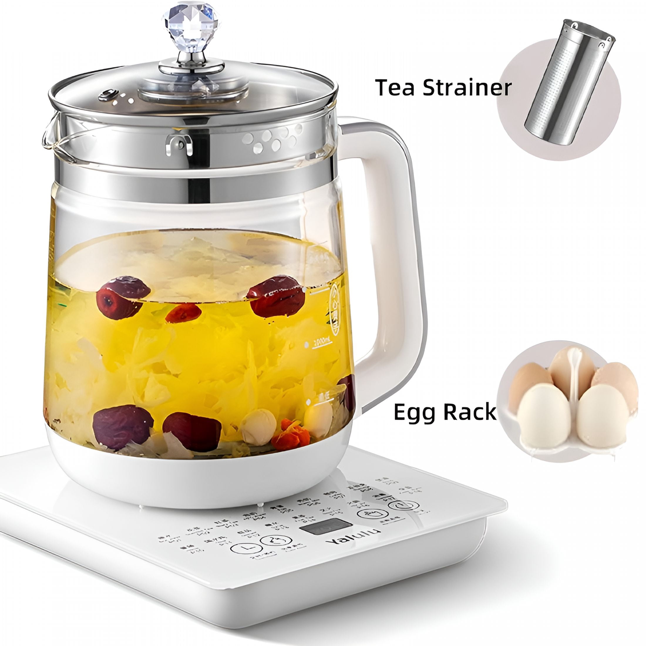 HIBIBUD 2026 New 1.8L Electric Kettle,800W Fast Heating,Glass Tea Kettle with Removable Filter,18 Smart Modes,For Home & Camping,110V Us Plug Glass Kettle Electric
