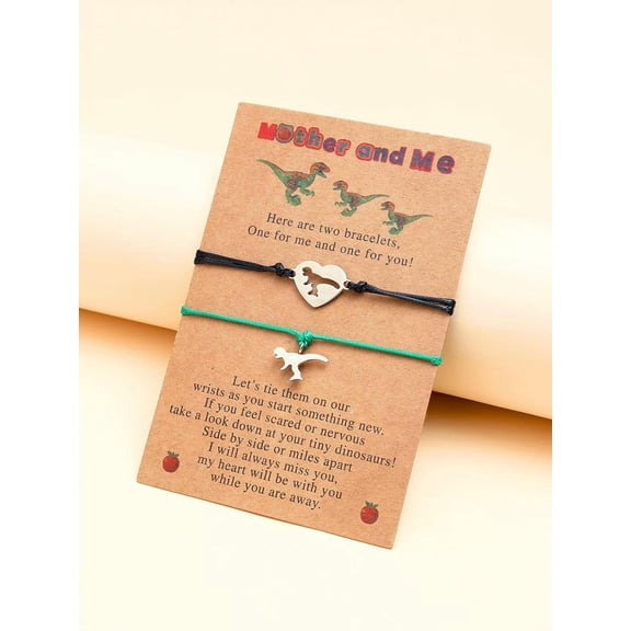 QQTDFG 2pcs Dinosaur & Heart Decor Bracelet Fashion Jewelry Accessories for Women-default