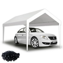 12x20FT Portable Carport Garage Tarp, Carport Car Tent Car Canopy Protected Trap with Elastic Buckles, Car Port UV Resistant Anti-Snow Outdoor Shed Trap for Garage Shelter, Frame is Not Included,White
