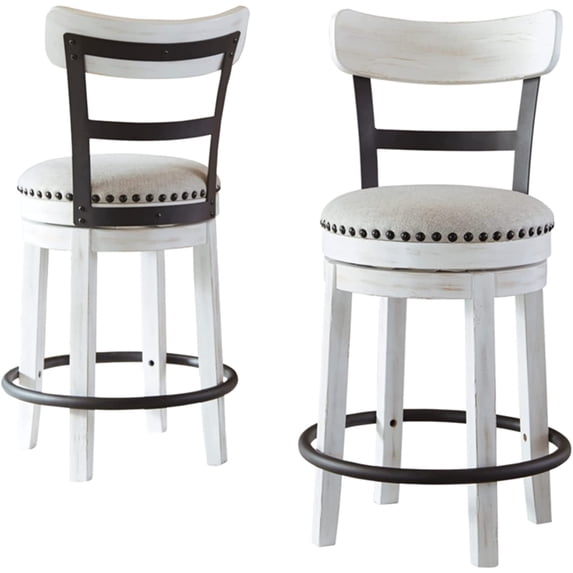 ZXNYH Valebeck 24" Modern Swivel Counter Height Barstool, Whitewash
