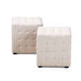 thumbnail image 2 of Bowery Hill Upholstered Wood Cube Ottoman in Beige - Set of 2, 2 of 6