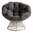 thumbnail image 6 of Papasan Chair with Gray Round Fabric Pillow Cushion and Cream Wicker Weave, 6 of 7