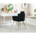 thumbnail image 5 of Guyou Velvet Dining Chair Set of 2, Modern Finger Shaped Upholstered Armchair Side Chair Makeup Chair with Back and Metal Legs for Living Room Bedroom Dining Room Powder Room, Black, 5 of 10