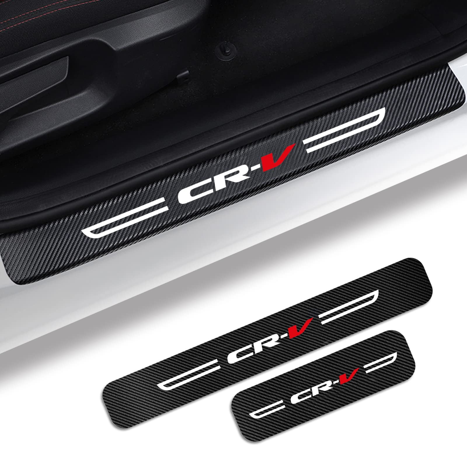 Xwocardos 4PS for Honda CRV Door Sill Protector, Carbon Fiber Leather