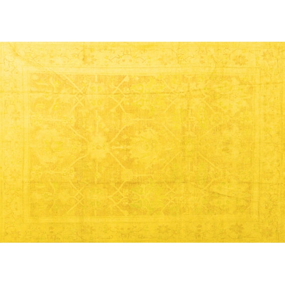 Ahgly Company Indoor Rectangle Abstract Yellow Modern Area Rugs, 7' x 10'