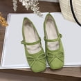 thumbnail image 7 of Bxsruta Women's Flock Mary Jane Flats with Bow and Adjustable Buckle Strap Casual Slip on Shoes, 7 of 7