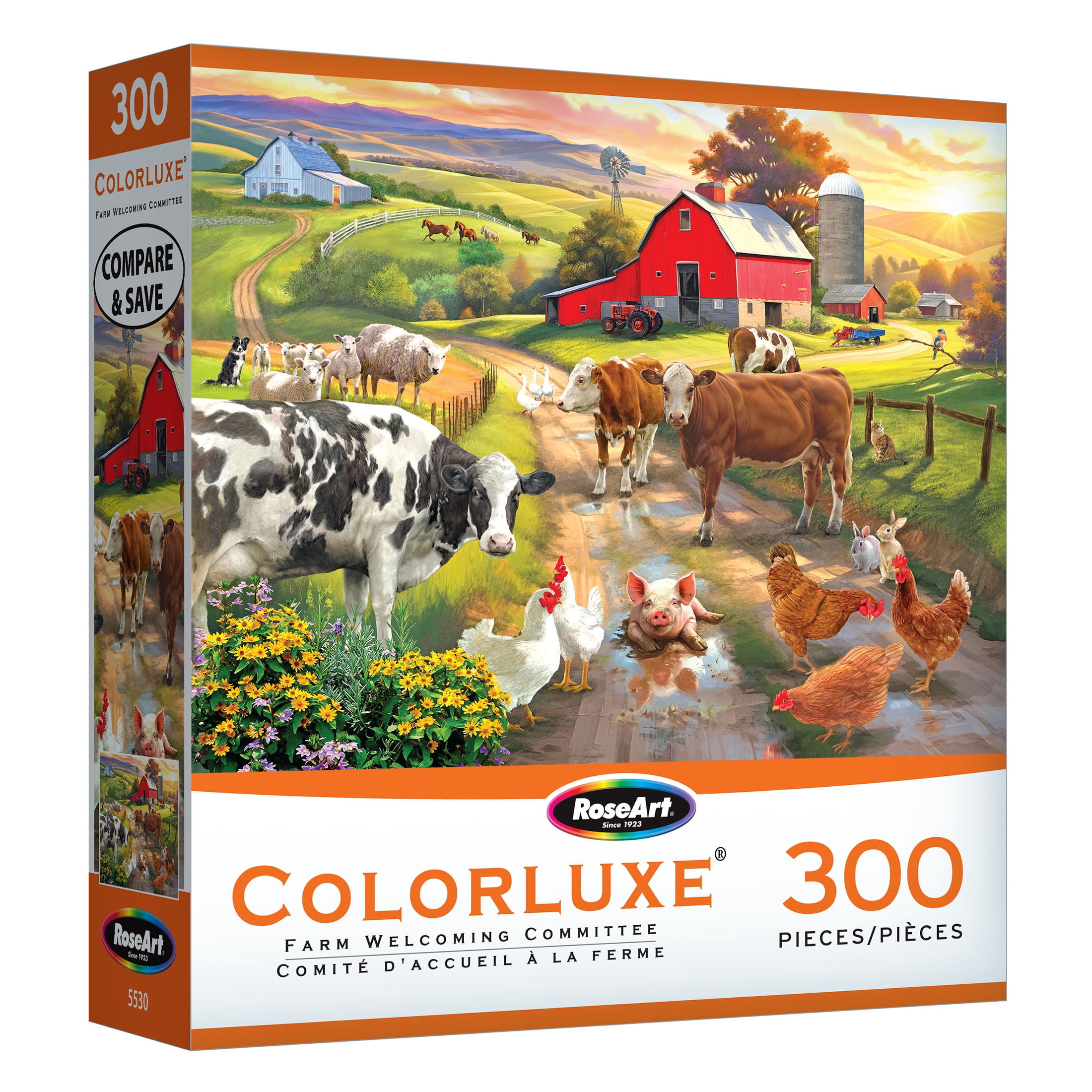 RoseArt Colorluxe 300-Piece Farm Welcoming Committee Adult Interlocking Jigsaw Puzzle