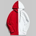 thumbnail image 2 of Men's Hoodies Pullover Casual Patchwork Slim Fit Outwear Blouse Fall Clothes Tops Hooded Sweatshirts Red XL, 2 of 5