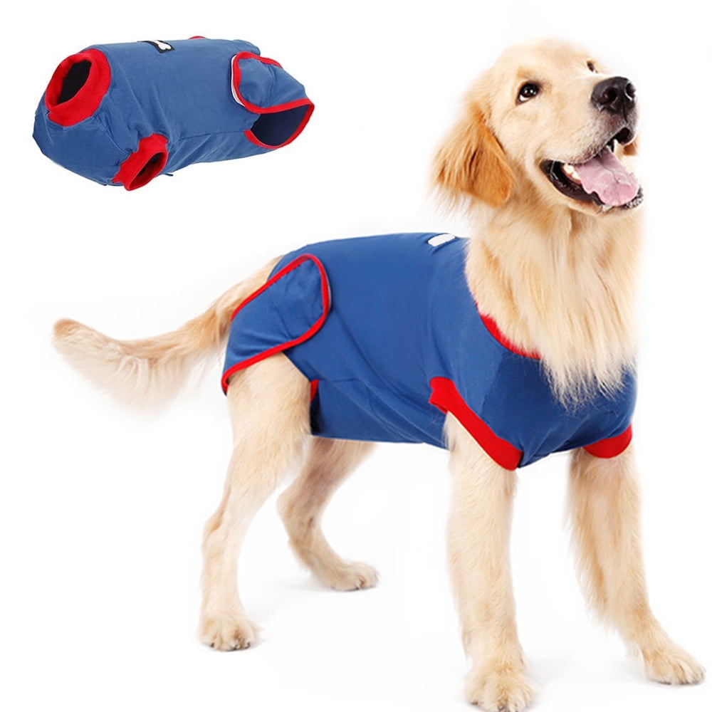 Soft Fabric Onesie Recovery Suit for Dogs Cats After Surgery Recovery Shirt for Male Female Dog Abdominal Wounds Bandages Cone E-Collar Alternative Anti-Licking Pet Surgical Recovery Snuggly Suit 