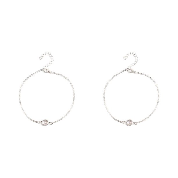 Minnieouse Tobillera elegante aleación ajustable elegante con diamantes de imitación accesorio de moda de tobillo cadenas de pie para mujer plata Type2 NO2 Minnieouse CBP253322