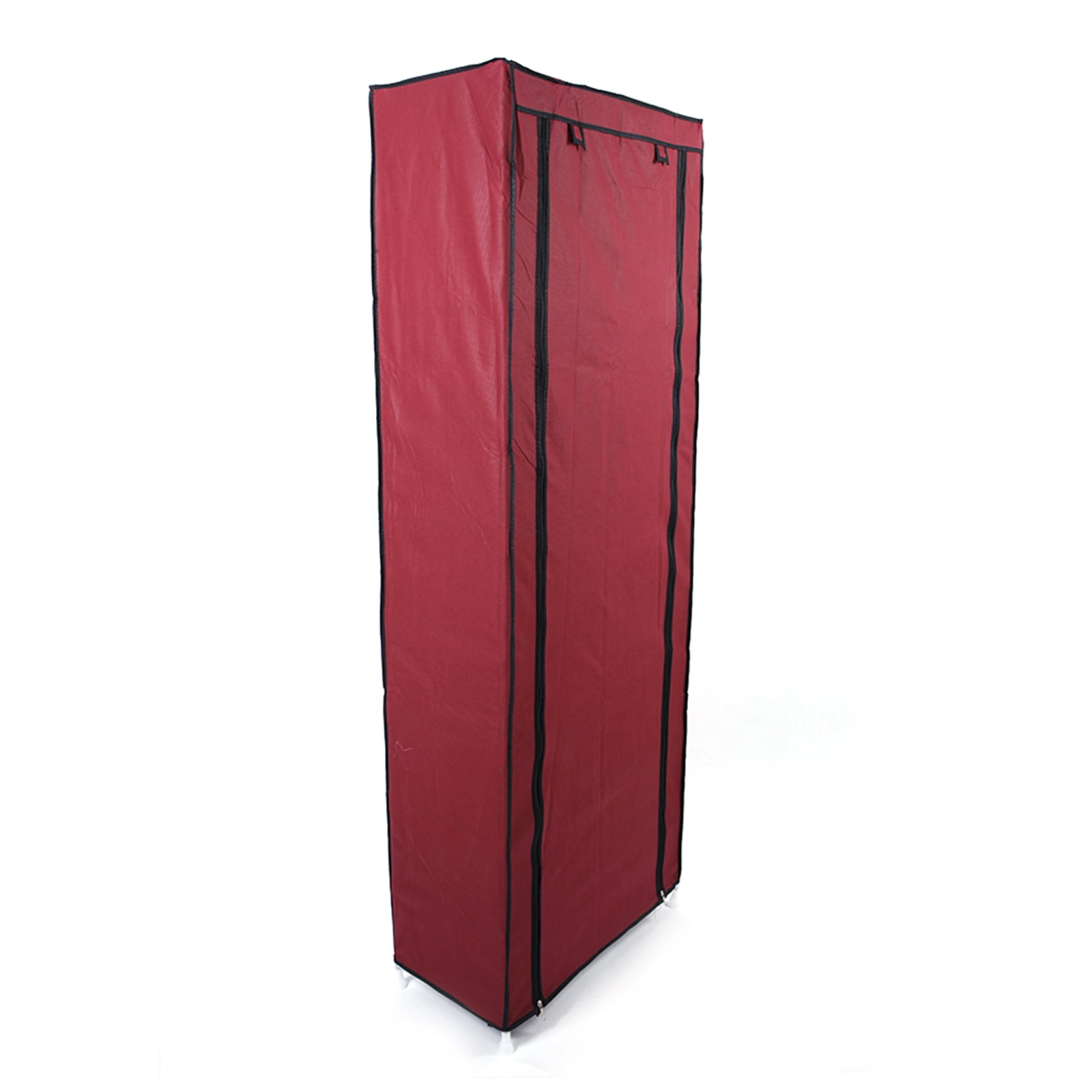 Wine Red 9-Lattice 10-Layer Shoe Rack, Non-Woven Fabric Steel Frame Compact Shoe Storage Organizer, Room-Saving Decorative Shoe Rack for Home Entryway