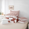 thumbnail image 4 of Erosebridal Checkered Queen Bed In A Bag 7 Piece White Light Caramel Checkerboard Bedding Set,Buffalo Plaid Grid Comforter Set With Sheets For Kids Teen Adults Aesthetic Geometric Gingham Bed Set, 4 of 5