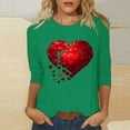 thumbnail image 2 of VKOYWKM Womens Valentine's Day Shirts Heart Print Tees Cute Tops Holiday 3/4 Sleeve T Shirts Casual Crew Neck Romantic Tshirts, 2 of 5